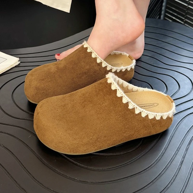 

Mules Shoes Women Flats Platform Slippers Suede Fashion New Shoes 2025 Winter Casual Sport Slingback Sneakers Woman Flip Flops