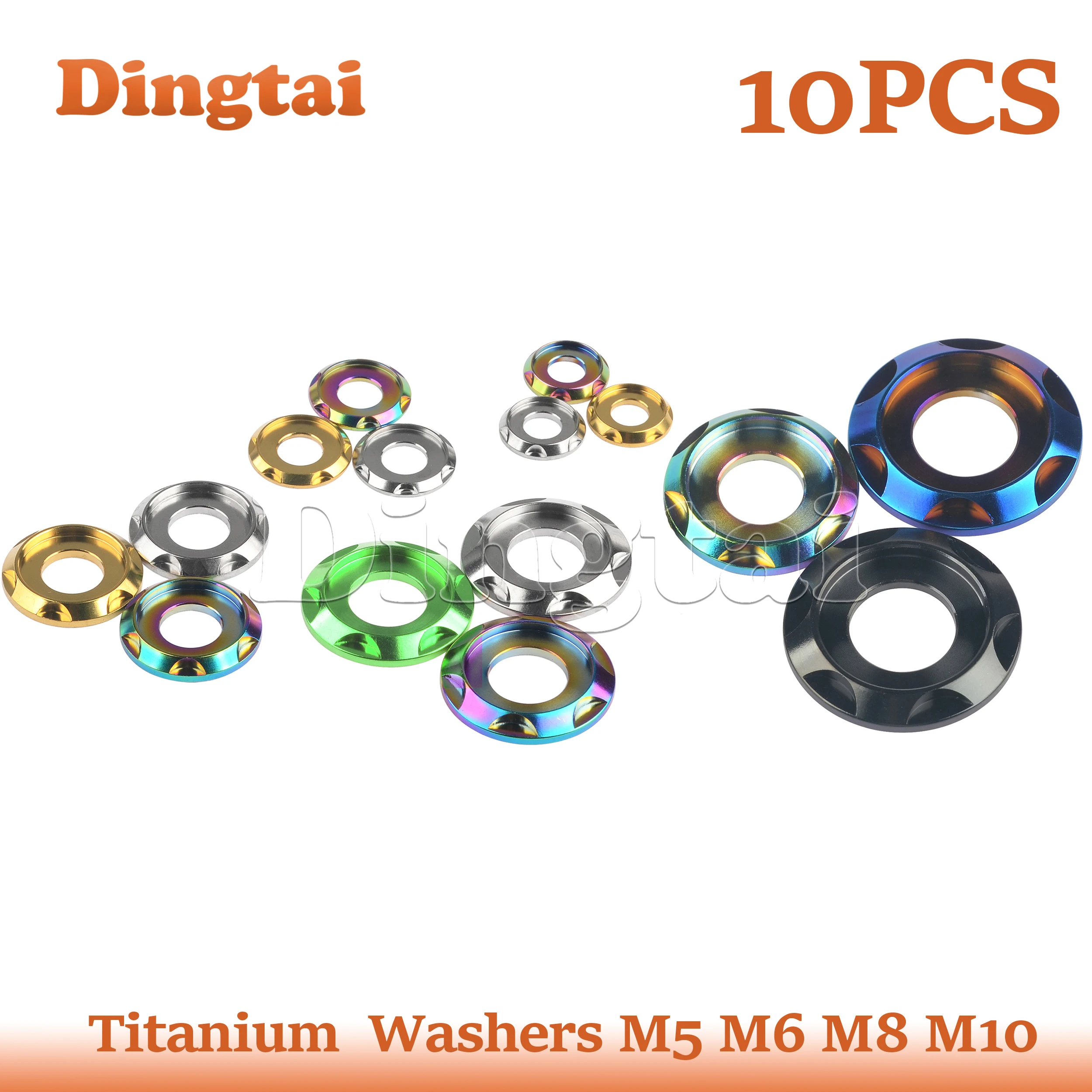 Dingtai Titanium Washers 10PCS  M5 M6 M8 M10Decorative Stepped Washers For Motorcycle Bicycle And Car Modification Fasteners