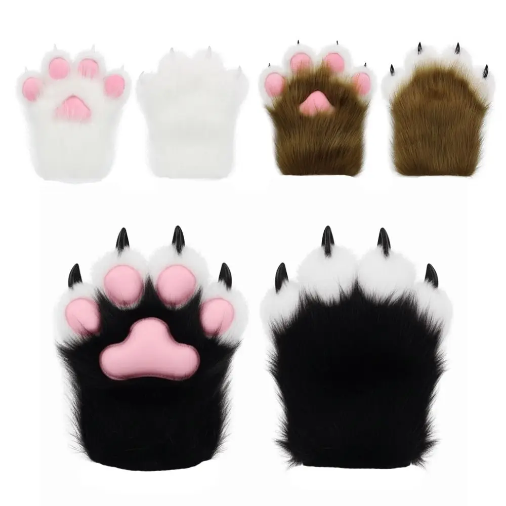 Kawaii Cartoon Cosplay Costume Gloves Squeaky Cat Paw Gloves Warm Cosplay Props Cosplay Costume Accessories