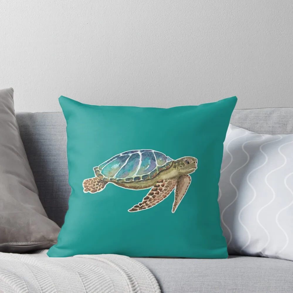 

Moody Blue Watercolour Sea Turtle - Save Our Surf Throw Pillow pillows decor home Luxury Sofa Cushions pillow