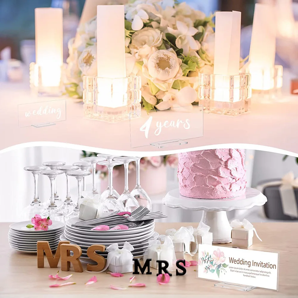 10 teile/satz klares Acryl leeres Rechteck Hochzeit Tisch nummer Zeichen mit Basen DIY Tisch nummern Hochzeit Name Tag Tisch karte