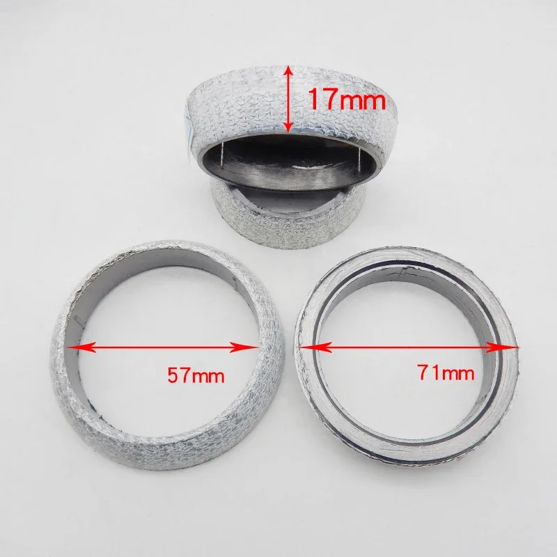 1pcs Car Muffler Exhaust Pipe Graphite Gasket Seal Ring 35mm-75mm Dia Exhaust Tail Pipe Flange Donut Gasket Muffler Seal Ring