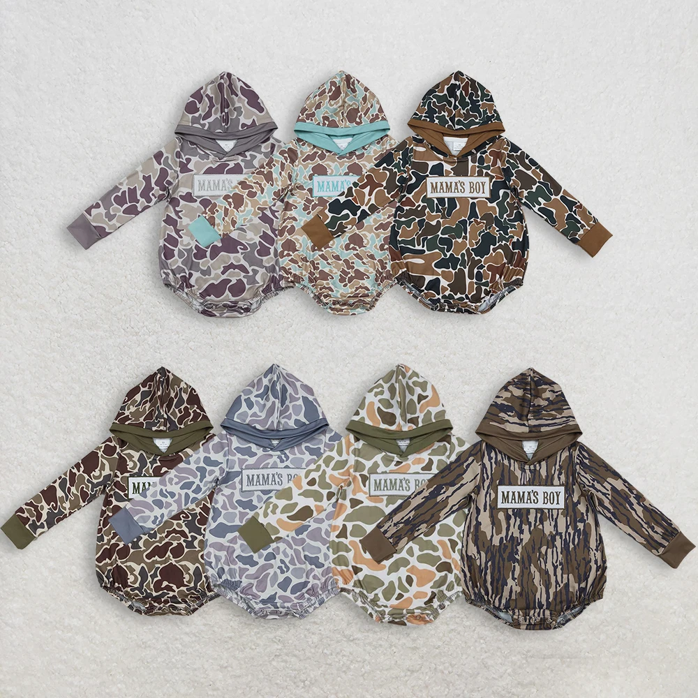 

z1203-04 LR2791 Wholesale baby rompers kids clothes boys Matching embroidery mama long sleeve romper Autumn Boutique clothing