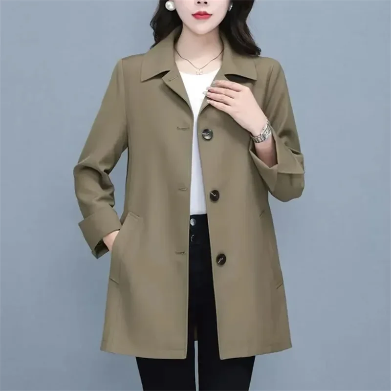 

Trench Coat Women Single Breasted Trenchcoat Korean Female Autumn Casual Coats Windbreaker Laple Outwear Streetwear FemmeCoats