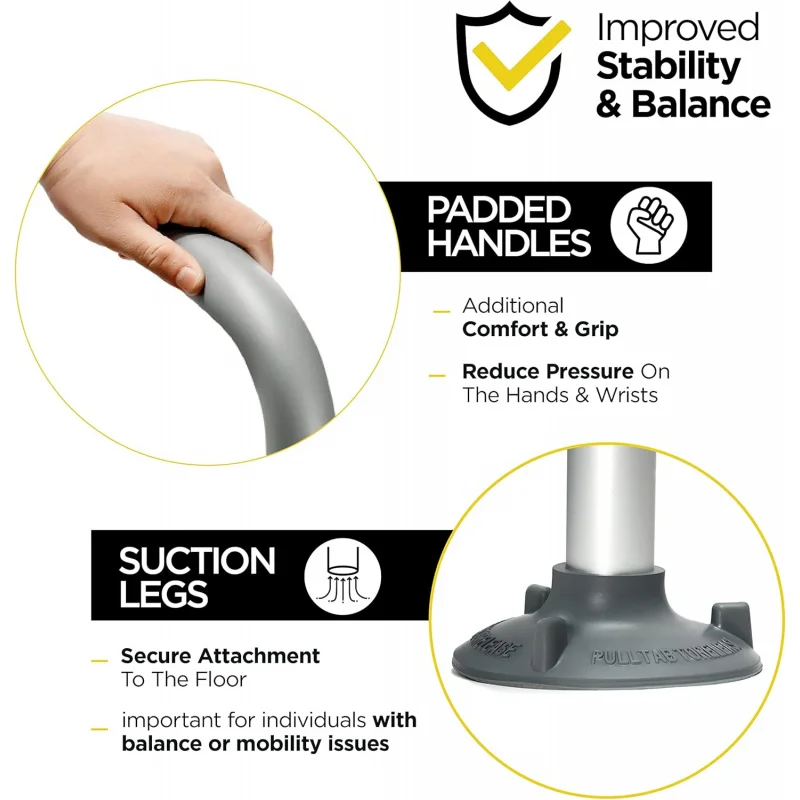 حاجز أمان المرحاض - إطار أمان المرحاض قابل للتعديل وقابل للفصل مع مقابض قضبان أمان المرحاض شديدة التحمل قائمة بذاتها