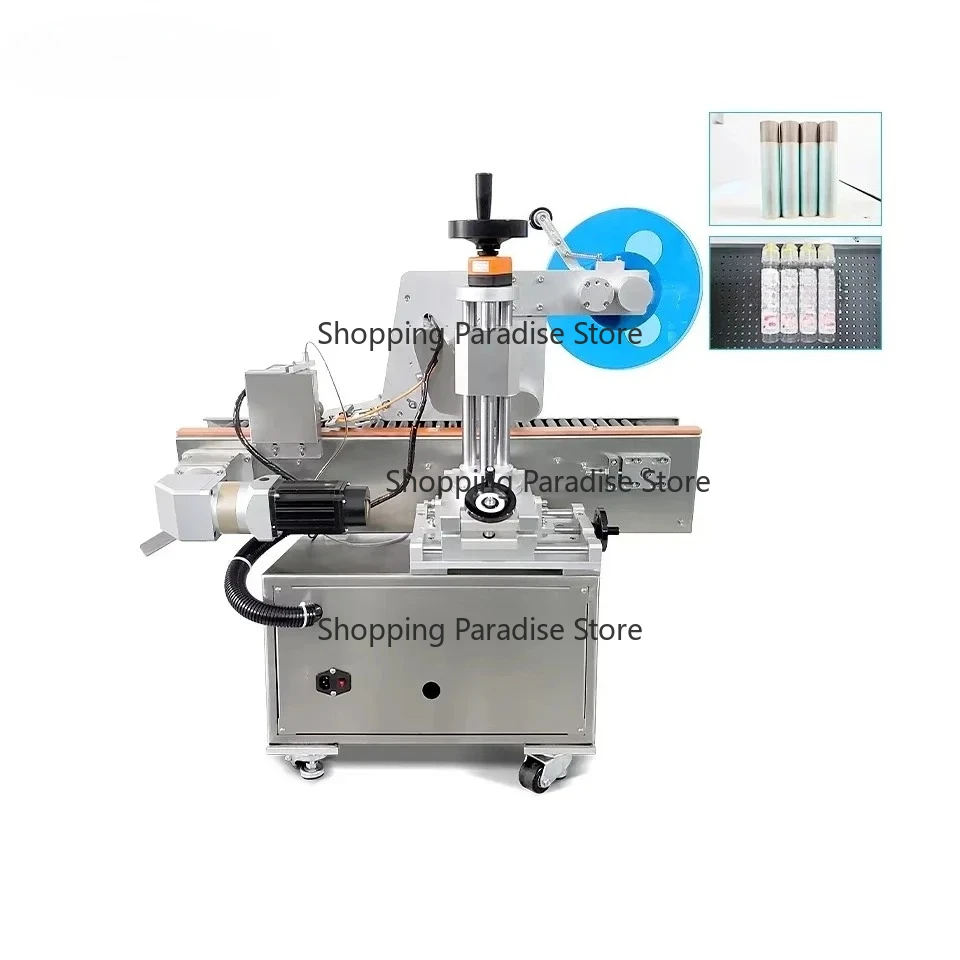 Small Automatic Self-adhesive round Bottle Labeling Machine for Glass Plastic Bottles Horizontal Desktop Bottle Label Applicator
