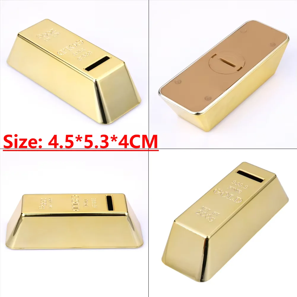 Gold Bullion Bar Piggy Bank Simulation Saving Money Box Creative Novelty Small Size Portable for Kids Children Birthday Gifts