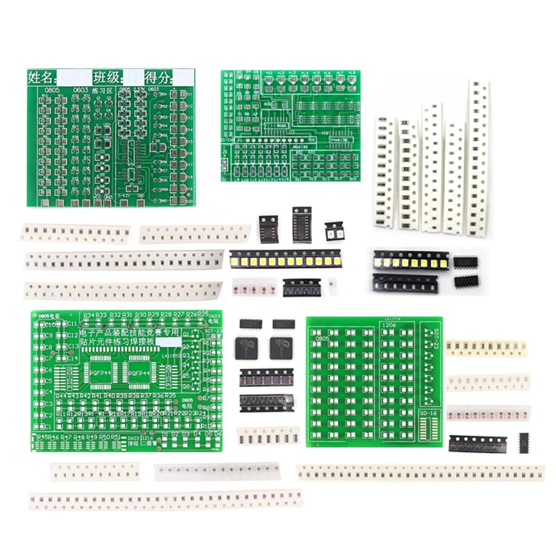 Imagem -02 - Prática de Solda Conjunto de Quatro Peças Placa de Circuito Smd Led Componente Eletrônico Smt Faça Você Mesmo Kit Pcb Ferramentas de Projeto Kit de Solda Básica