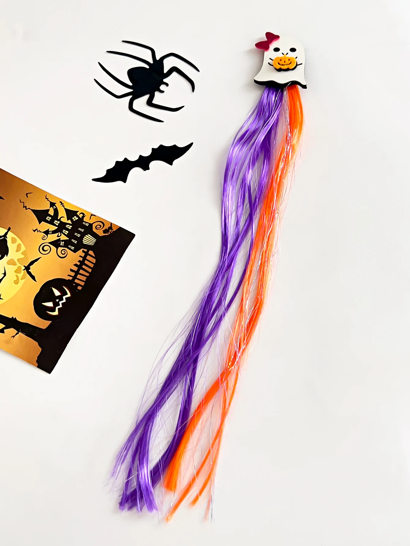 1Pcs Colored Clip in Hair Extensions,Halloween Cosplay Dress Up Fashion Party,15.7 Inch Long Straight Hairpieces Clip for Women