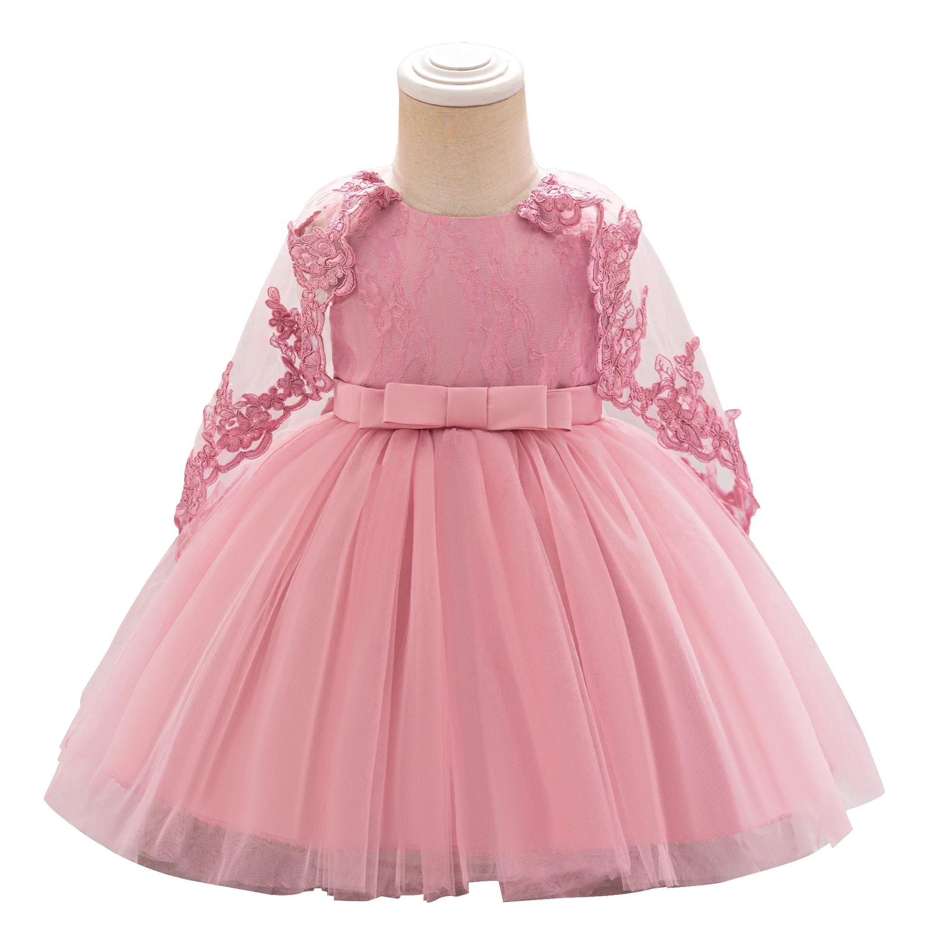 2025 Lace Floral Party Princess Gown For Baby Girls Embroidery Baptism Dresses Toddler Fluffy X-mas Carnival Dress Girl Costumes