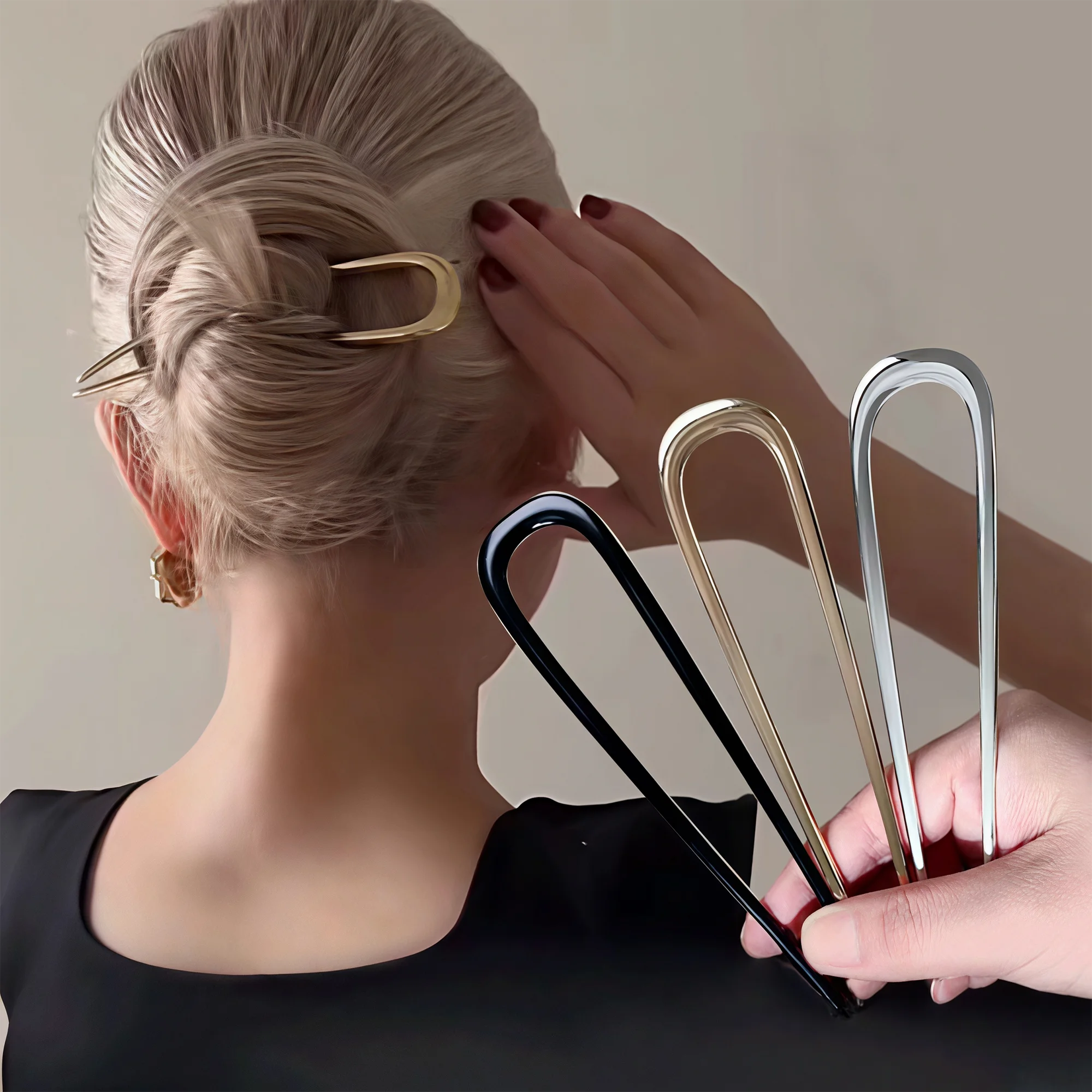 Metal Pearl Hairpins Metal U-Shaped Hair Clip Pins Vintage Long Thick French Pins Hair Sticks For Women Gifts image 4