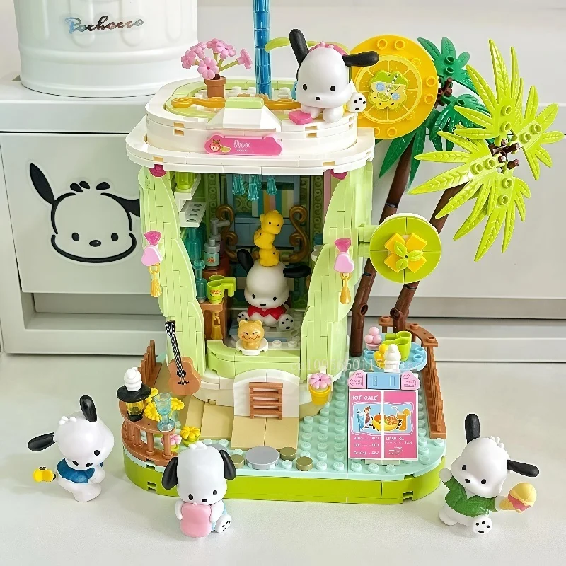 

DIY Sanrio Pochacco Building Blocks City Street Modular Street View Model Bricks Toy Desktop Ornament Children's Birthday Gift