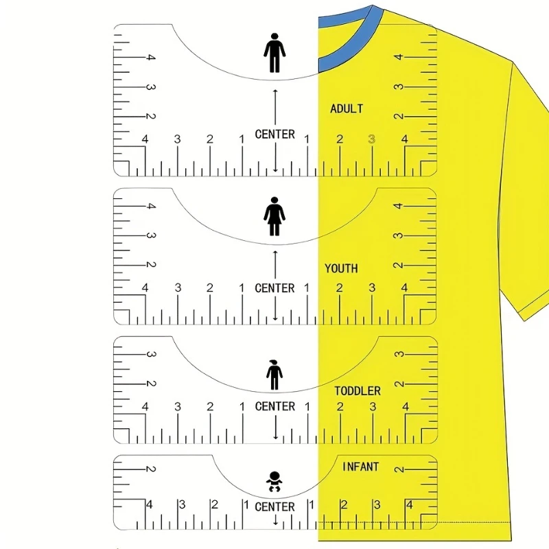 4Pcs/set Tshirt Ruler Guide,T Shirt Rulers To Center Designs Pocket Logo,Fit for Heat Press,Alignment,Front and Back Measurement