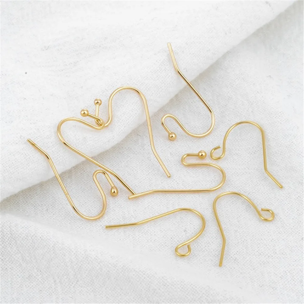 14K Gold Bead Ear Hook, Earrings Accessories, DIY Handmade Material, Simple Jewelry