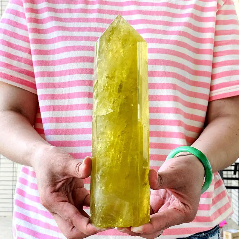 Natural Yellow Crystal Obelisk, Energy Column, Reiki Healing