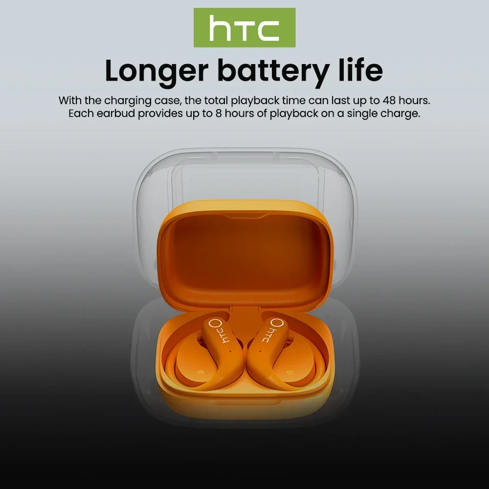 سماعات بلوتوث HTC NE61 للحد من الضوضاء، سماعات رأس لاسلكية رياضية، مترجم AI، مراقب معدل ضربات القلب، سماعات أذن #5