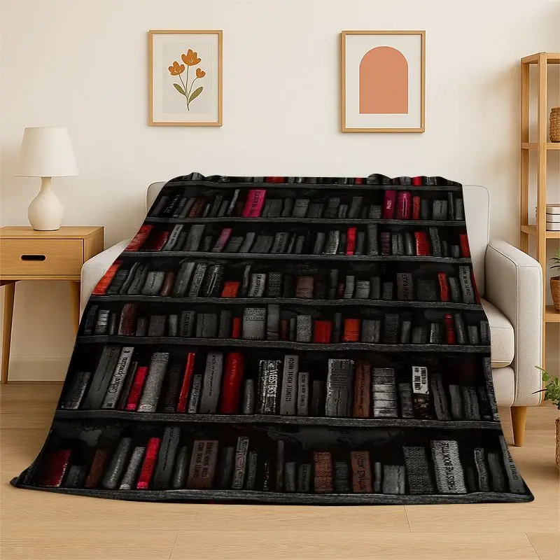 Magic Book Library Bookshelf Flannel Blanket Soft Throw Blanket for Bedroom Living Room Bed Travel Camping Picnic Nap Cover Gift