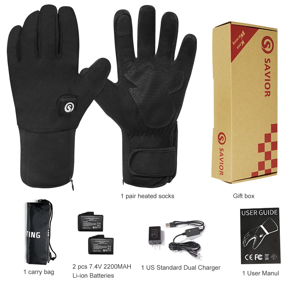 Savior-Guantes calefactados impermeables para motocicleta, calefactores para montar en moto, pantalla táctil