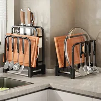 Multifunction Kitchen Knife Stand Holder Sink Storage Rack Stainless Steel Soap Sponge Holder Towel Rack Kitchen Storage Shelf