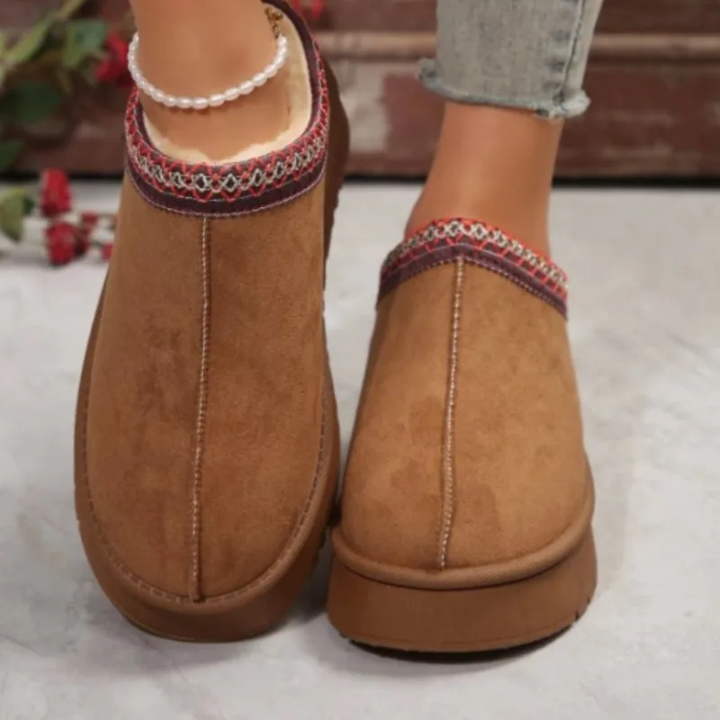 Chelsea Ankle Snow Boots Women Winter New Brand Fur Short Plush Warm Flats Slippers Platform Shoes Flip Flops Botas Cotton Shoes