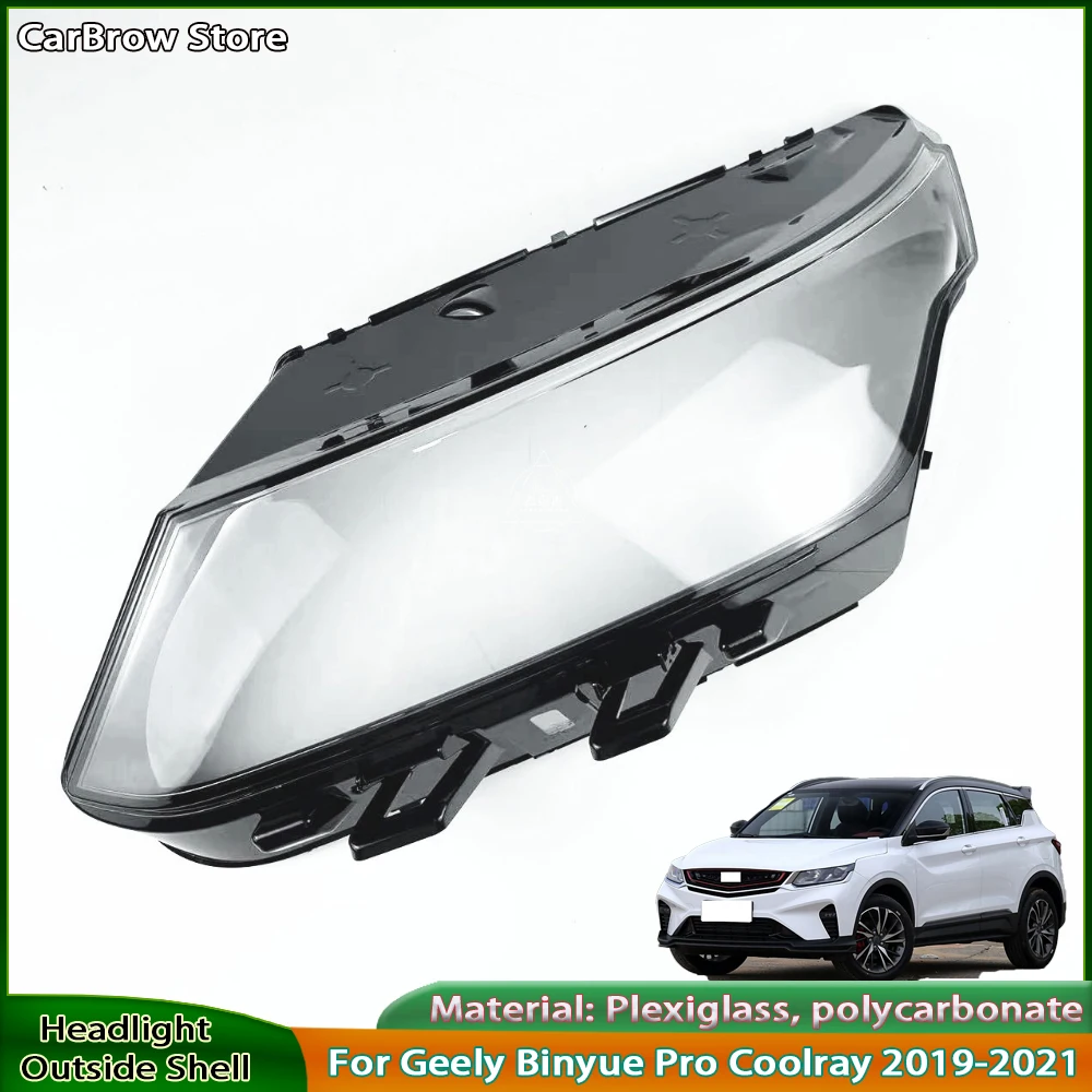 

Transparent Headlight Lens Plexiglass Replace Original Lampshade For Geely Binyue Pro Coolray 2019 2020 2021 Headlamp Cover