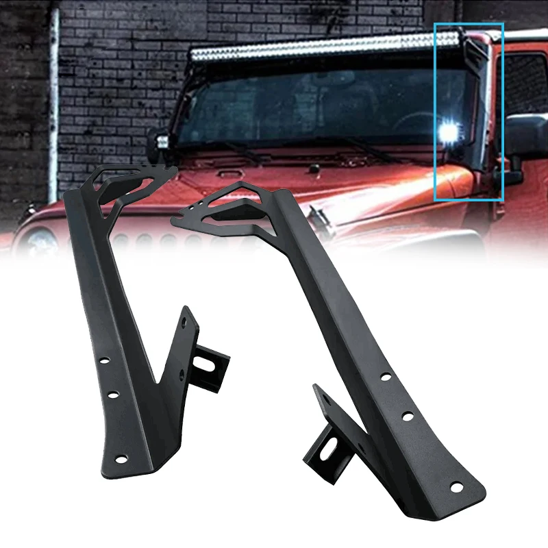 

50/52Inch LED Work Light Bar Holder Upper Roof Mounting Bracket Windshield Hinge Lower Corner Brackets For Jeep Wrangler JK 07+