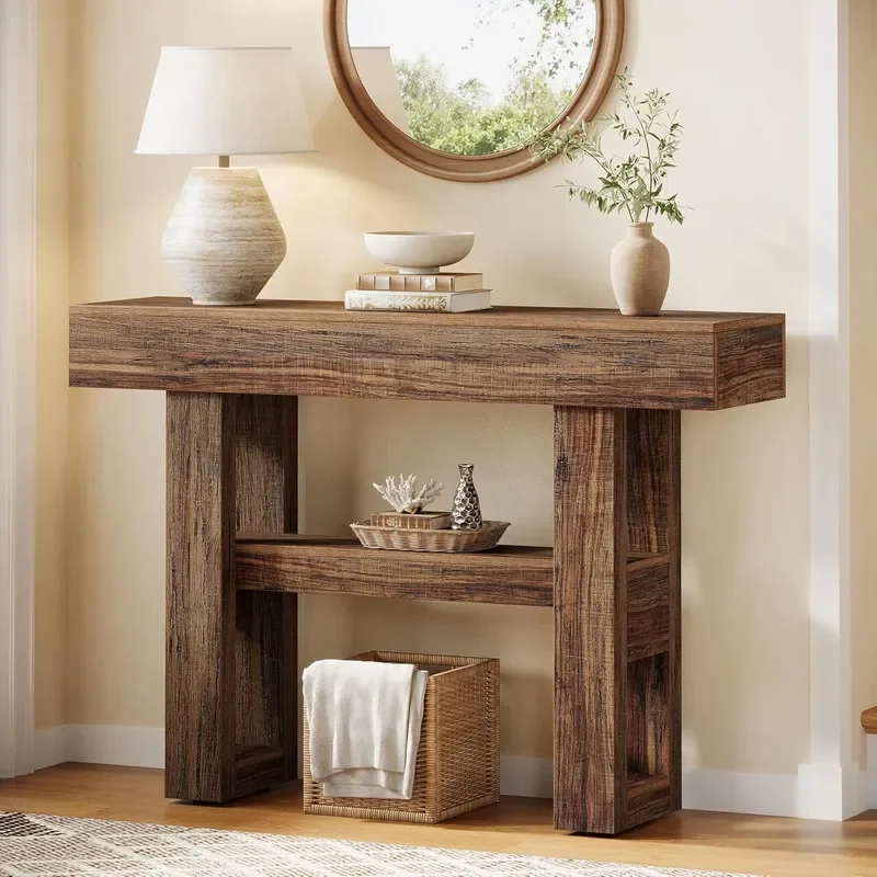 41.34 Farmhouse Console Table Sofa Table Behind The Couch