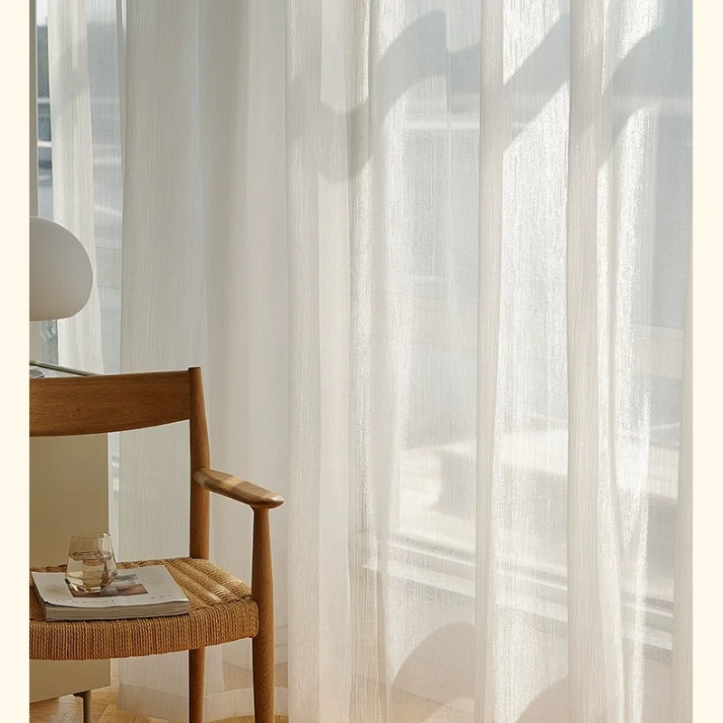 French Gauze Curtains Light Luxury Curtains for Bedroom and Living Room Custom Size Modern Fashion Elegant Fabric White Tulle