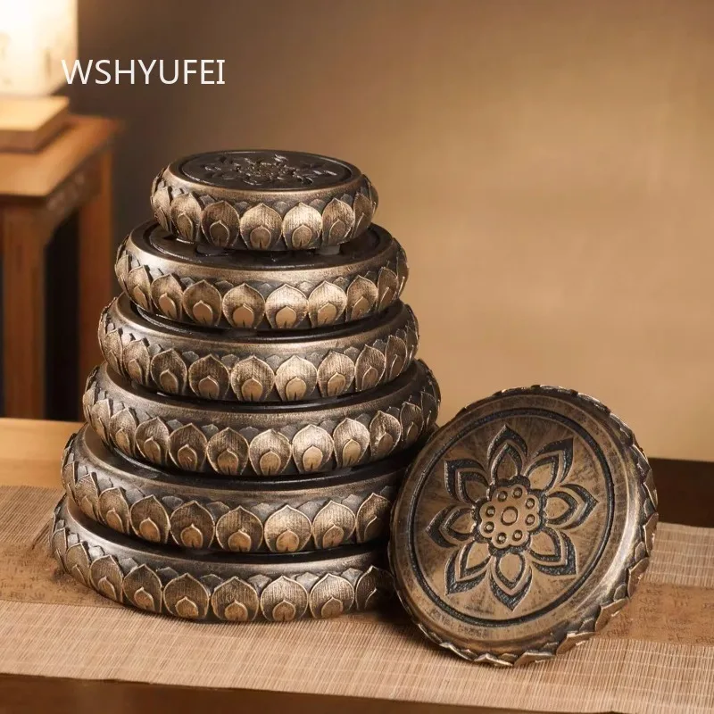 1pc Chinese Lotus Base Guanyin Buddha Statue Height Increasing Pad Circular Base for Household Offerings Vintage Lotus Throne