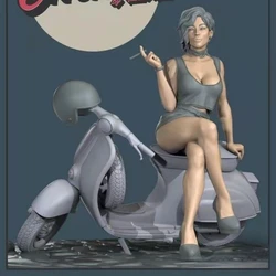 1/24 Scale 75mm Motorcycle Girl Scene No Base Resin Figure Assemble Model Kit Unassembled Unpainted Statuettes Toys