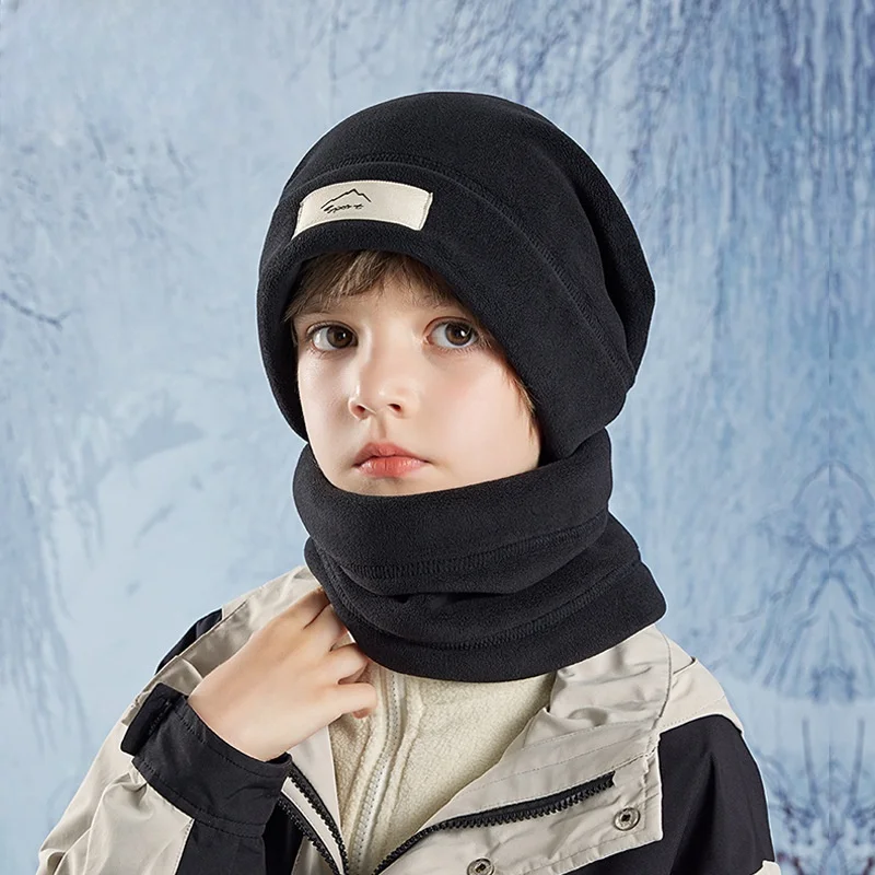 Winter hat and neck warmer set for children, warm and stylish, suitable for outdoor activities in cold weather, with ear protect