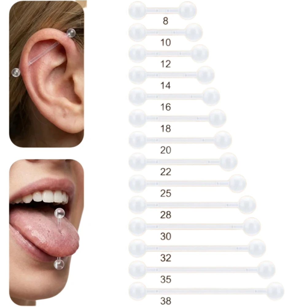 5pcs Casual Plastic Crawler Industrial Barbell Hook Earrings For Women Men For Daily Decoration,14G Clear Industrial Piercing