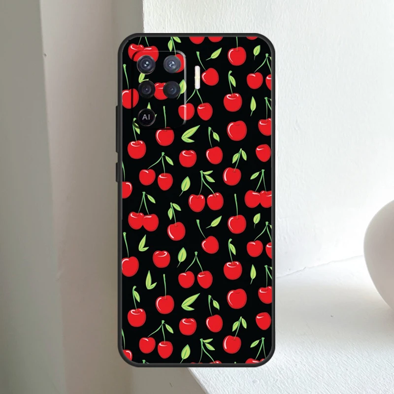 Food Fruit Red Cherry Case For OPPO A5 A9 A31 A53 A15 A16 A17 A54 A74 A94 A52 A72 A76 A93 A96 A57 A77 A53S Cover