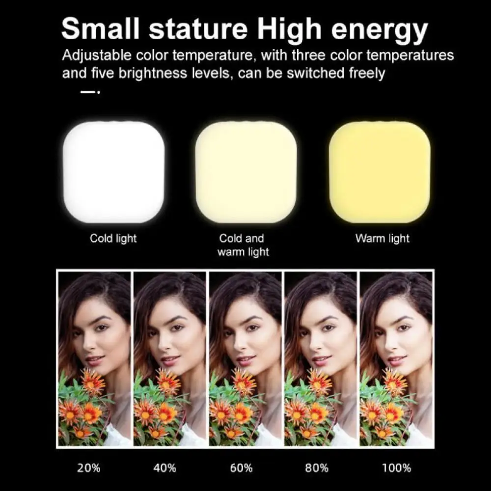 ミニユニバーサル磁気LEDフィルライト、MagSafe対応iPhone 12/13/14シリーズ用スマホ自撮りライト、クリップ付きLEDキューブフィルライトランプ