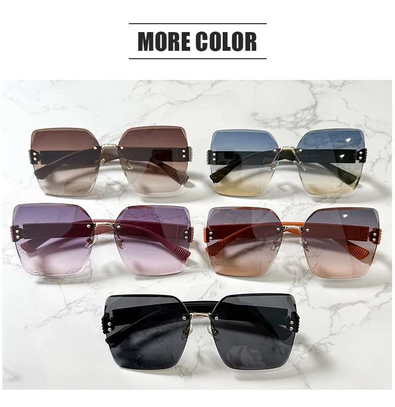 Luxury Oversize Fashion Women Sunglasses D Brand Designer Glamour Ladies Rimless Glasses Stylish Trend Eyewear UV400