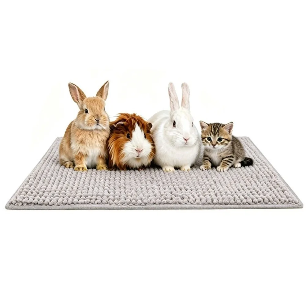 Strapazierfähige Chenille-Fleece-Käfigunterlage für Meerschweinchen, waschbare, wiederverwendbare Fleece-Bettmatte, rutschfeste, waschbare Haustierunterlage für Meerschweinchen