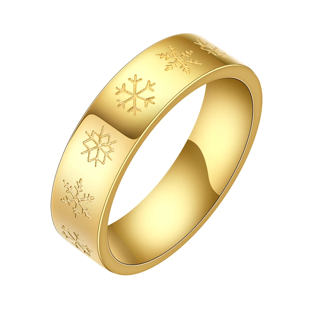 Stainless Steel Golden Snowflakes Silicone Wedding Ring for Women Personalized Xmas Gift Silicone Ring Wife
