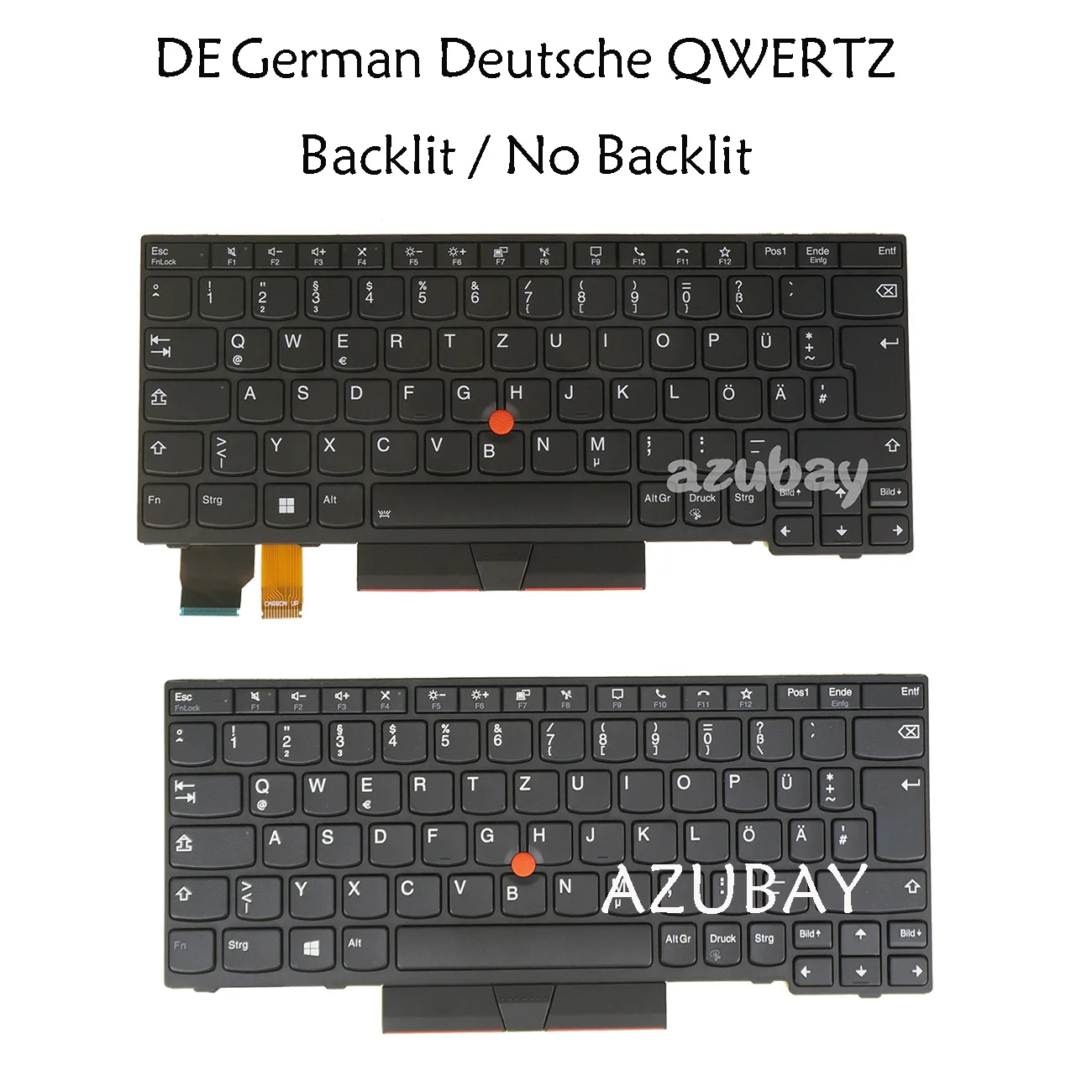 German QWERTZ DE Backlit / No Keyboard For Lenovo ThinkPad L13 Gen 1 / 2, L13 Yoga Gen 1 / 2, S2 5th Gen / S2 Yoga 5th Gen