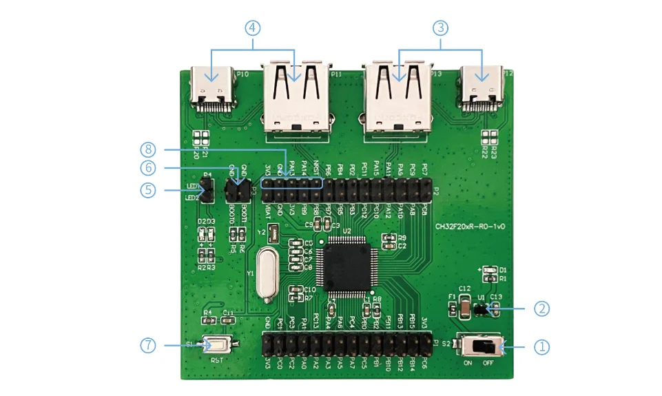 CH32F205 Entwicklungsboard WCH 32F205RBT6 Mikrocontroller-Evaluierungsboard – Detail 4
