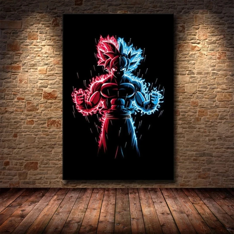 Super Saiyan Wall Painting Canvas Modular Pictures Dragon Ball Print Posters Kakarotto Home Decoration Artwork For Living Room