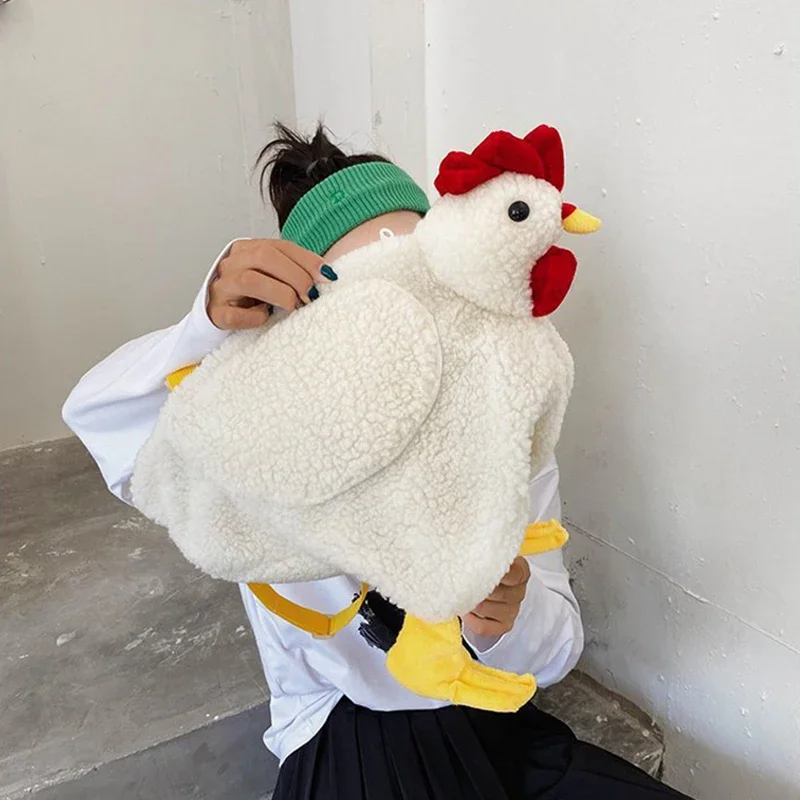 Chickens Shape Bag Zipper Crossbody Purse for Women Soft Fleece Cute Shoulder Bags Mochila Infantil Mochilas Para Niños рюкзак