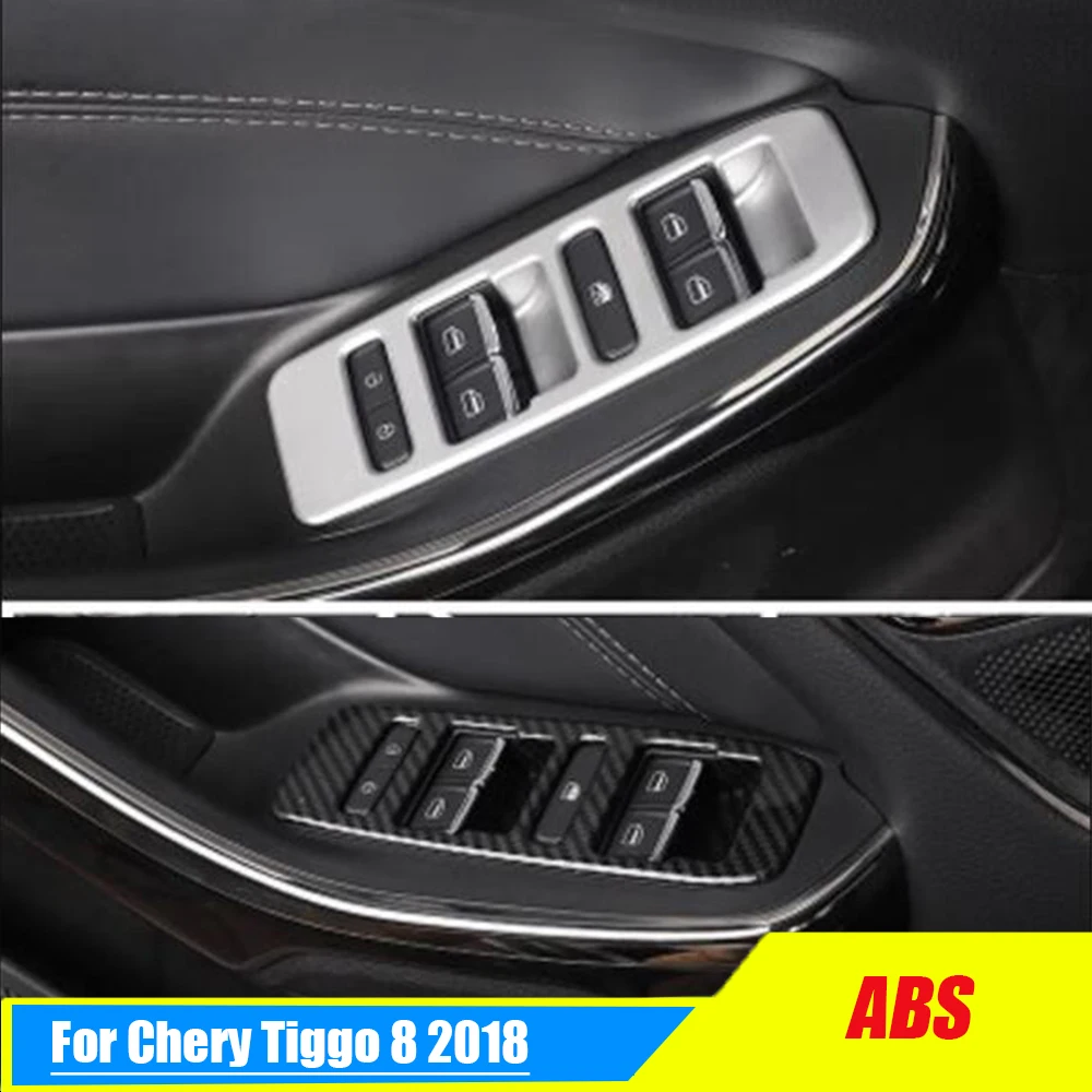 

For Chery Tiggo 8 2018 Accessories ABS Carbon/Matte Car Door Window glass Lift Control Switch Panel Frame Cover Trim auto