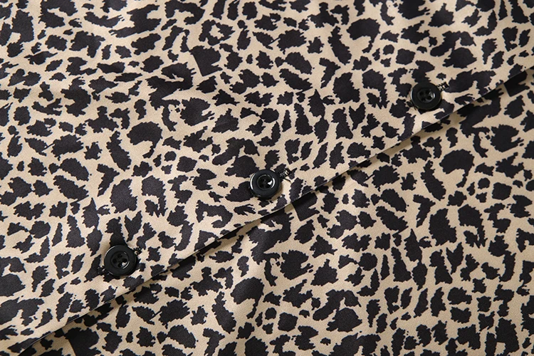 Weird Puss Leopardenmuster 2-teiliges Set für Damen, einreihig, O-Ausschnitt, langärmeliges Crop-Top + elastische Taille, eng anliegendes kurzes Street-Anzug-Set – Detail 8