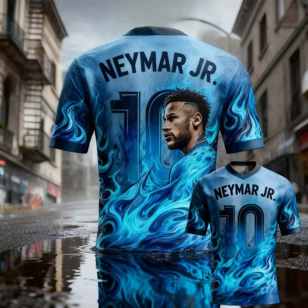 Sommer # Neymar Nr. 10 # Fußballtrikot Personalisiert Bedruckt Fan-Unterstützungs-Bekleidung Unisex Übergröße Schnelltrocknendes Sport-T-Shirt