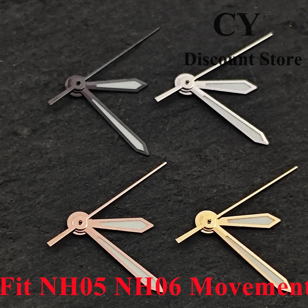 RICHUS NH05 NH06 Hand Set, Green Luminous Sword/Dauphine Hands, 4 Color Options Silver Gun Rose Gold Gold, Watch Mod DIY Parts