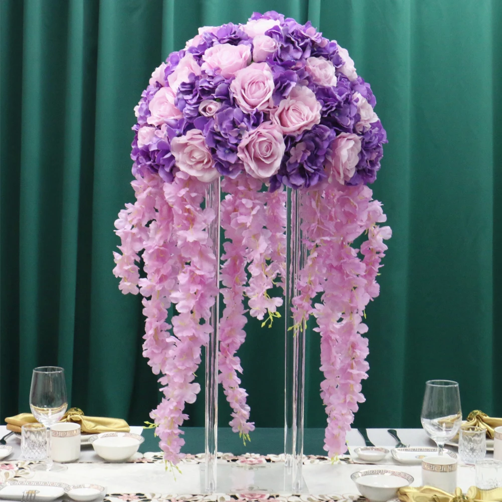 Voltsify Clear Acrylic Flower Stand for Wedding Table Centerpieces, 25cm W x 25cm D x 60cm H