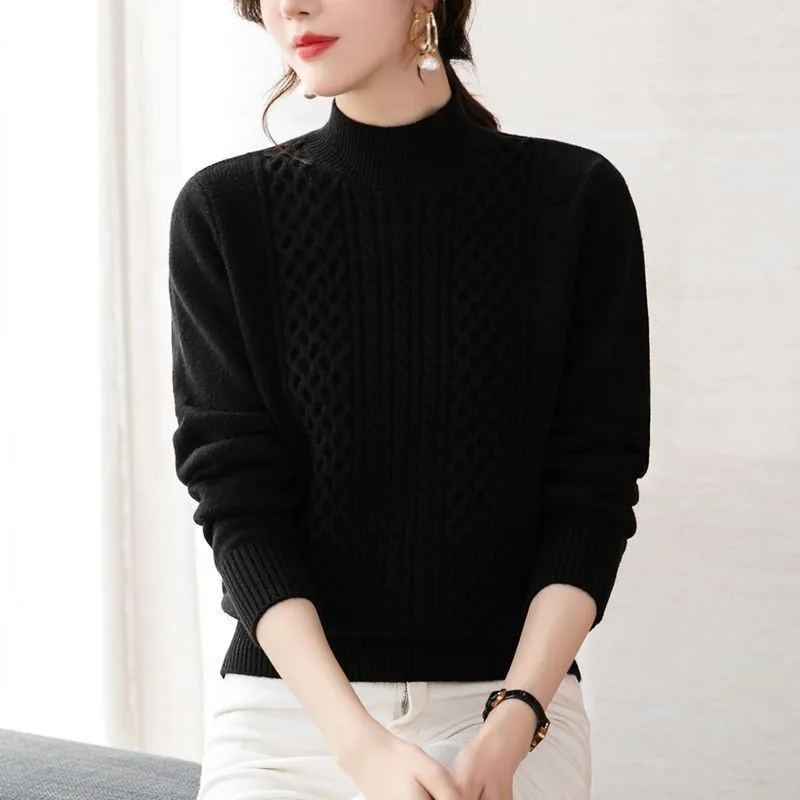 2025 New Autumn Winter Korean Fashion Sweater Women Long Sleeve Casual Temperament Bottoming Sweater Pullover  Ladies Knitwear