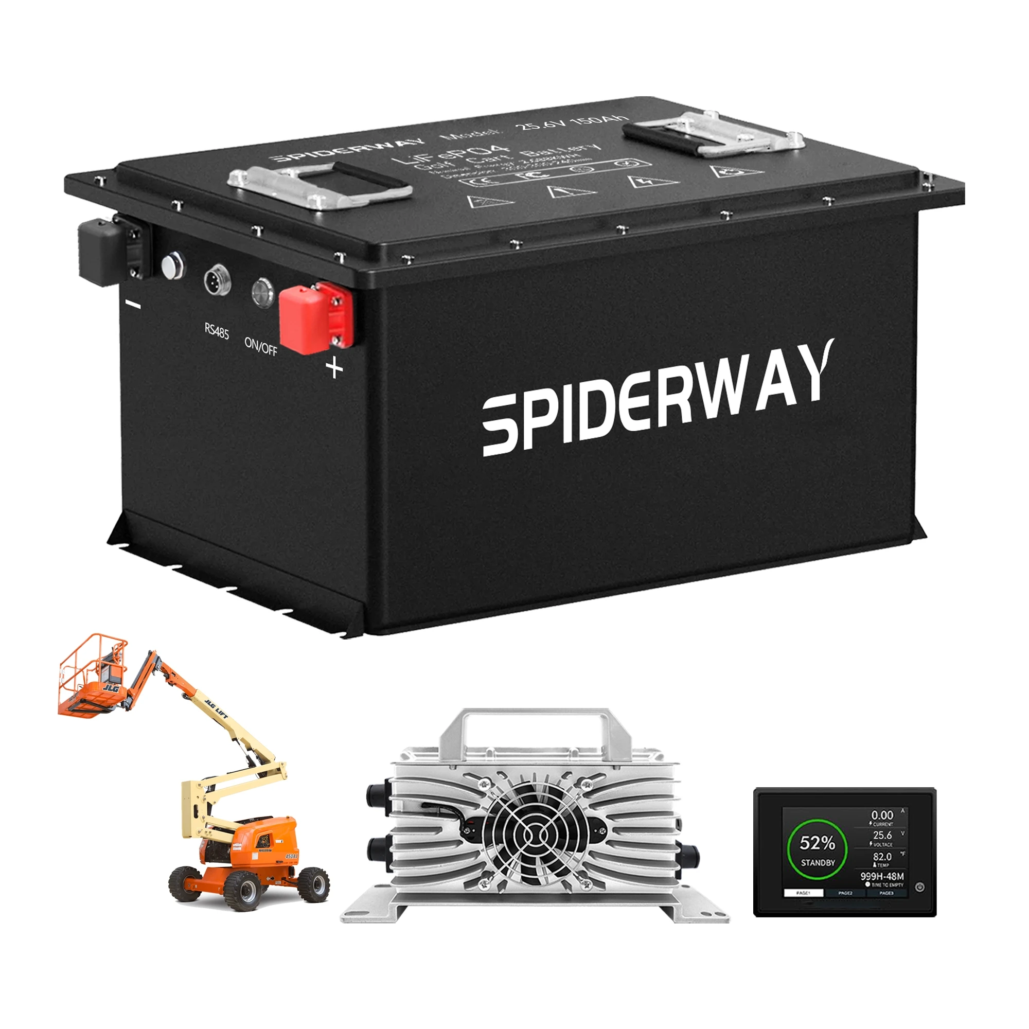 

Аккумулятор LiFePO4 24 В, 150 Ач для лифтов Genie, Skyjack, JLG, 3,84 кВтч, 200 А BMS 6000+ циклов, прямая замена свинцово-кислотных аккумуляторов