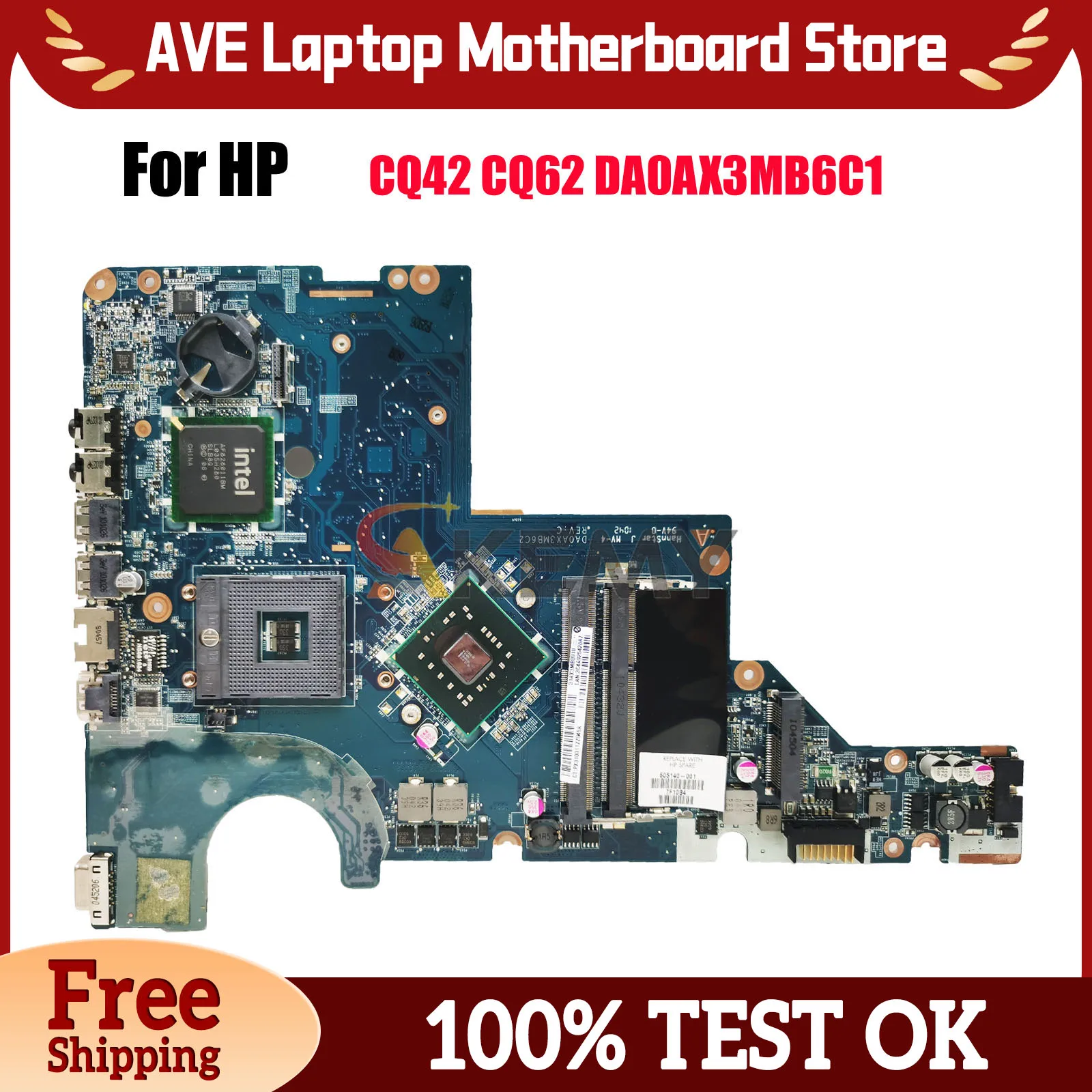 

DA0AX3MB6C1 для HP G42 G62 CQ42 CQ62, материнская плата для ноутбука 605140-001, чипсет PGA478 GL40 DDR3, 100% полностью протестировано