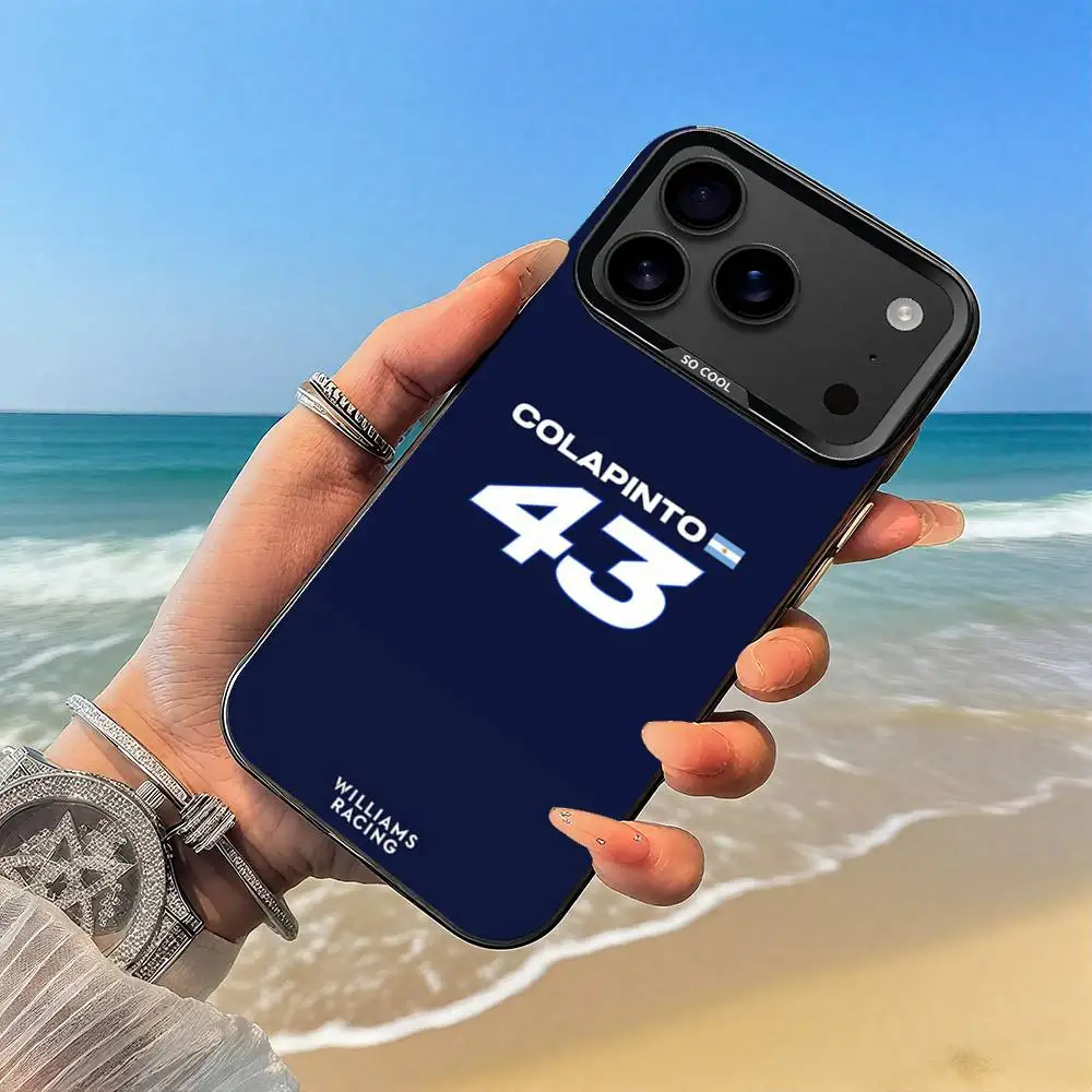 F-F1 F-Franco-s 43 C-Colapinto حافظة هاتف سوداء لهاتف iPhone17,16,15,14,13,12,Pro,Max,Plus,E,SE4,Air,Mini